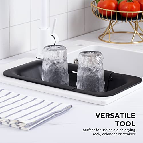 Cook With Color Over The Sink Strainer - Expandable Colander Basket - Fruit And Vegetable Washing Basket, Large Pasta Colander - Extendable Sink Colander For Kitchen Sink (Black) #TOP3