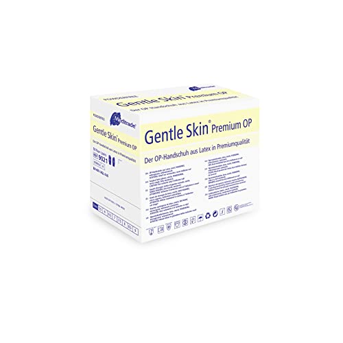 meditrade 902165 W Gentle Skin Premium Op Guantes de látex, estériles, libre de polvo, tamaño 6,5 (50 unidades)