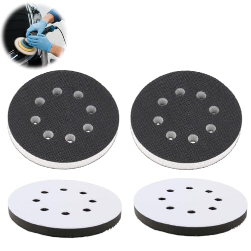 2 Pièces Tampon Interface 125mm à 8 Trous en Mousse Souple pour Rondes, Tampons de Polissage de 125 mm, Tampon Interface en Éponge, pour Disques de Ponçage...