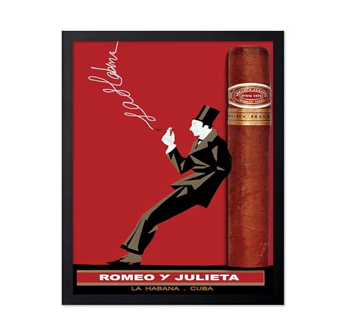 Poster Master Cigar Wall Art - Vintage Wall Decor, Cuban Cigar Wall Print Poster - Great Wall Decor Gift for Home, Office, Living Room, 8x10 Black Framed