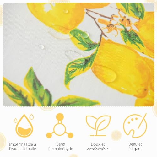 PUDSIRN Nappe Citrons, Nappe Printemps et été Couverture de Table Jaune, Tissu Polyester Imperméable Nappe Anti-Taches, pour Cuisine Pique-Nique (Rond 140cm) – vue 3