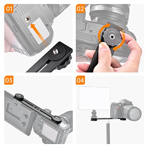 Utebit 8 Inch Flash Bracket, Dual Camera Mount Flash Bracket Extension Bar With 1/4 Screw Hot Shoe, Straight Flash Bracket Tripod Mount For Dslr Camera Led Light Studio Video Microphone #TOP4