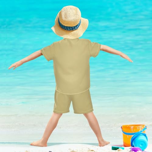 Image of 3T Toddler Boy Shorts Set Black Hawaiian Button Down Shirts Summer Outfits for Little Boy