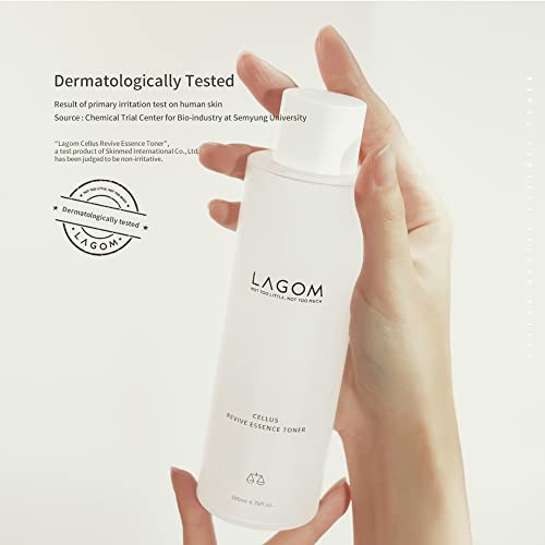 Lagom Cellus Revive Essence Toner Natural Nurturing Replenishment With 3-Layer Hyaluronic Acid Chamomile Lavender Face Calming Soothing Herbal Nutrition Sensitive Dry Oily All Skin 200Ml 6.76Oz #TOP5
