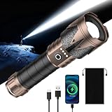 SKYFIRE LED Flashlights High Lumens Rechargeable,5000mAh Super Bright Tactical Flashlights,Zoomable,6 Modes,Waterproof Flash Light for Camping Essentials,Outdoor,Home,Gifts(Upgraded- No Lens)