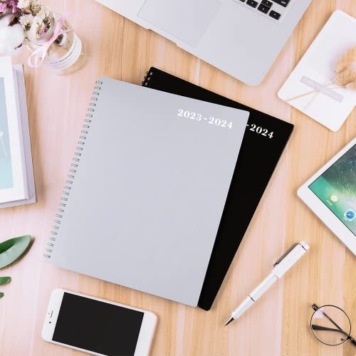 2023-2024 Monthly Planner/Calendar - 18-Month Planner With Tabs & Pocket & Label, Contacts And Passwords, 8.5" X 11", Thick Paper, Jul. 2023 - Dec. 2024, Twin-Wire Binding - Grey By Artfan #TOP5