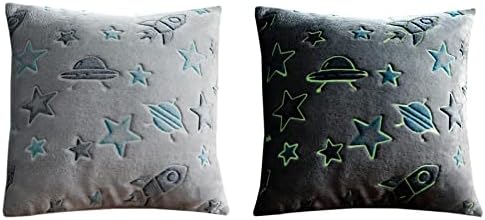 Olivia Rocco Fleece Blankets For Kids Soft Cosy Glow In The Dark Blanket Childrens Fluffy Warm Bedroom Accessories Boys Girls Bed Throw, Unicorn Cushion