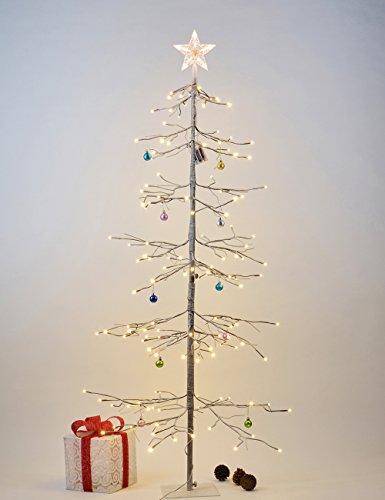 LIGHTSHARE 6 ft. Snowy Fir Tree, 144 LED Lights, for Indoor and Outdoor Use, Warm White, for Home Festival Party Christmas (6FT)