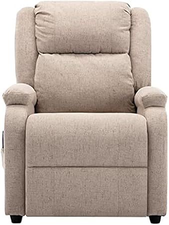 vidaXL Sillón de Masaje Eléctrico y Reclinable Ajustable Reposapiés Silla Asiento Salón Oficina Mueble Elevable Ergonómico Tela Crema
