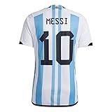 Lionel Messi #10 Argentina Home Soccer Jersey 2022/23 (Small) White/Blue