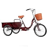 BEDOIN Verstellbares Dreirad Für Senioren, Erwachsenen-Fahrrad, Freizeit Mit Kette, Vollgummireifen, Leichtes Für Männer Und Frauen 200cm