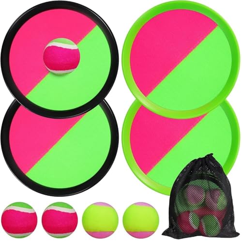 JoiTale Klettballspiel, Outdoor Spiele für Kinder Wurfspiel, Outdoor Pool Spielzeug Gartenspielzeug, Wurf- und Fangspiel Ballspiel, Draußen Fangballspiel, Klettballspiel für Kinder ab 3 4 5 6