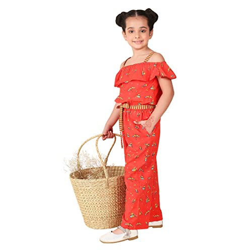 Image of Fabindia Teal Cotton Printed Jumpsuit