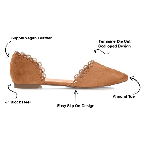 Journee Womens Jezlin Slip On Almond Toe Ballet Flats Cognac2