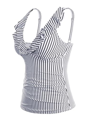 Yonique Women's Tankini Top Only Tummy Control Bathing Suit Top Ruffle Swimsuit Top V Neck Swim Tank Top No Bottom2