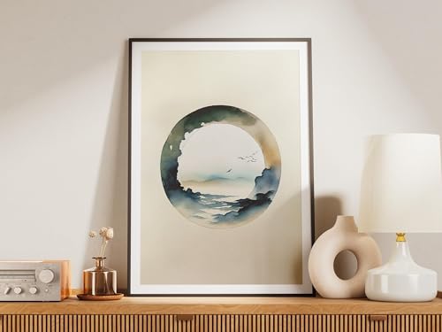 Peinture Zen Enso aquarelle TONGYINLI, affiche paysage minimaliste 50x75 cm