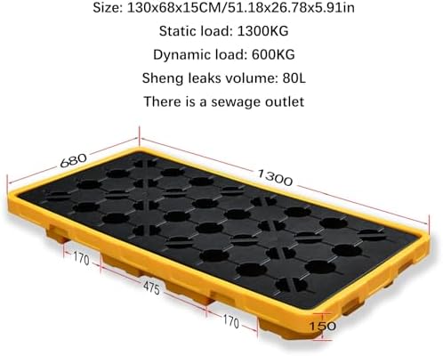 Leakproof Spill Containment Pallet - Stackable Anti-Skid Tray for Oil Drums & Paint Buckets, Modular Platform for Safe Liquid Handling & Spill Control