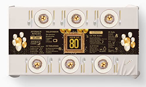 80Th Birthday Table Runner Back In 1943 Table Runners 80 Years Old Kitchen Dining Table Runner 72 Inches Long Black And Gold Birthday Anniversary Wedding Party Table Decoration #TOP4