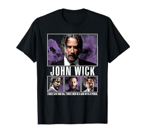 John Wick Purple Smoke Photo Collage Action Movie T-Shirt