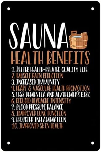 10 Sauna health benefits Retro Funny Metal Sheet Signs, Wall Decoration,size:8 x 12