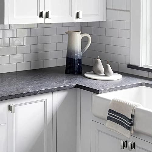 Vehcil Square Cabinet Knobs,20 Pack Single Hole Brushed Satin Nickel Cabinet Handles Hardware For Kitchen Cupboard Closet Bathroom Dresser Drawer, Solid Zinc Alloy #TOP5