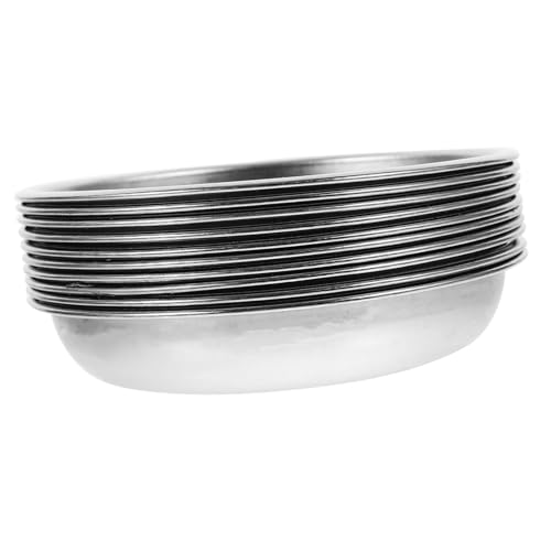 VALICLUD 10Pcs Stainless Steel Round Sauce Dishes Mustard Plates for Condiments Food Sauce Bowls for Home Restaurants Picnics and Gatherings