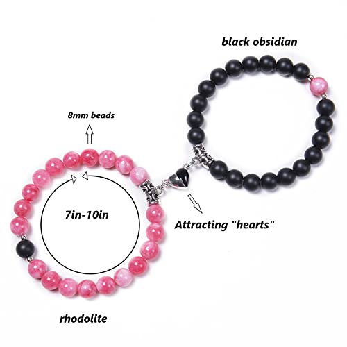 Leatic Magnetic Couple Bracelets Relationship Distance Bracelet Heart Energy Stone Beads Gemstone Beaded Agate Matching Bracelets For Couples Friendship Best Friend Boyfriend And Girlfriend - Image 3