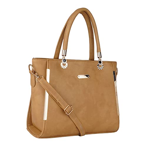 TS Collection Women Fashion Vagan Leather Handbags Top Handle Purse With Sling and Two Main Compartments with top Zip closer 2 compartments and 1 pocket,