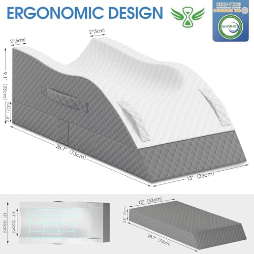 Elevation Pillows for Leg After Surgery: Memory Foam Adjustable Leg Wedge Pillow for Injury or Rest - Ankle Pillow for S