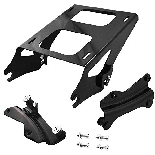 Gloss Black Two Up Tour Pack Mounting Luggage Rack & Detachable 4 Point Docking Hardware Kit Compatible With Harley Touring Road King Street Glide Road Glide 2014-2022 #TOP5