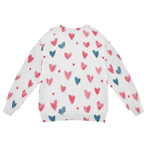 JUNZAN Cartoon Cute Love Hearts Big Girls Sweatshirt Hoodie Crewneck Sweatshirts for Boys Party 4T2