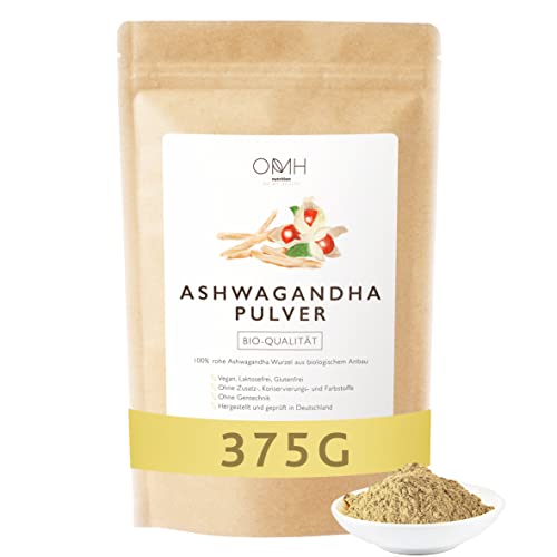 Bio Ashwagandha Pulver Premium 375g Echte Indische Withania Somnifera Ashwaganda indischer Ginseng im Papierbeutel Cover
