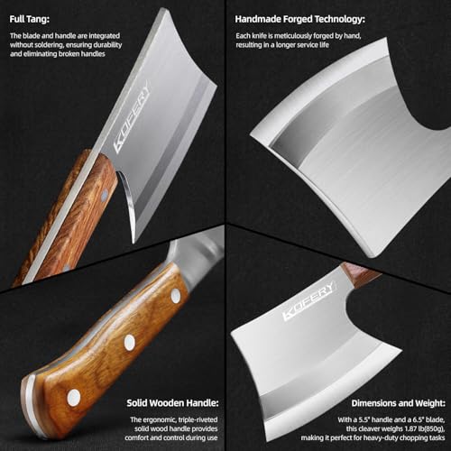 KOFERY-65-Meat-Cleaver-Knife-Heavy-Duty-Bone-Chopper-Axe-Bone-Breaker-with-Pear-Wood-Handle-Butcher-Knife-for-Kitchen-and-Restaurant