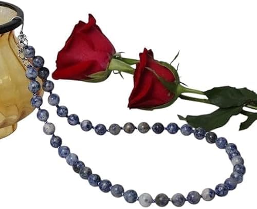 Collana con perline in sodalite naturale annodata a mano, per donne e uomini, collana con pietre preziose di cristallo blu, 55,9 cm, gioielli alla moda, regalo di pietra curativa, perline rotonde