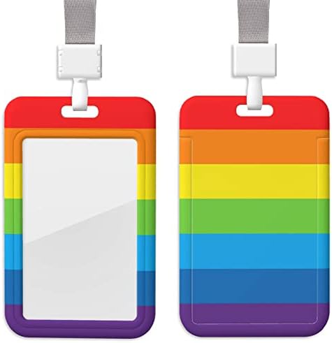 Mcewoel Rainbow ID Badge Holder with Lanyard, Pride Name Tag ID Card, LGBTQ Accessories Office Supplies Gifts, for Work School for Men Women