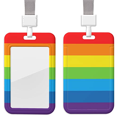 Mcewoel Rainbow Id Badge Holder With Lanyard, Pride Name Tag Id Card, Lgbtq Accessories Office Supplies Gifts, For Work School For Men Women #TOP2