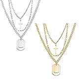 TOYANDONA 2 Juegos de Collar Multicapa para Clavícula 6 Piezas de Cadena de Aleación Diseño de Cruz Conjunto de Moda en Color Dorado y Plateado Joyería para Mujer y Hombre Obsequio