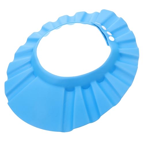 Image of ibasenice Baby Shower Cap Adjustable Shampoo Shield Hat for Hair Washing Soft Elastic Bathing Cap with Water Flow Slots Protects Eyes and Face Fits Ages 3 Months to 6 Years