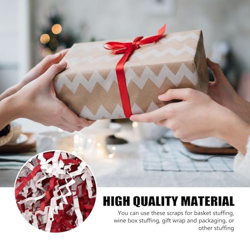 Image of ZEBMOON 2 LB Red White Crinkle Cut Paper Shred Filler Great for Gift Wrapping, Basket Filling, Birthday, Wedding, Halloween, Thanksgiving, Christmas Day, New Year Party Decorations Filling Supplies