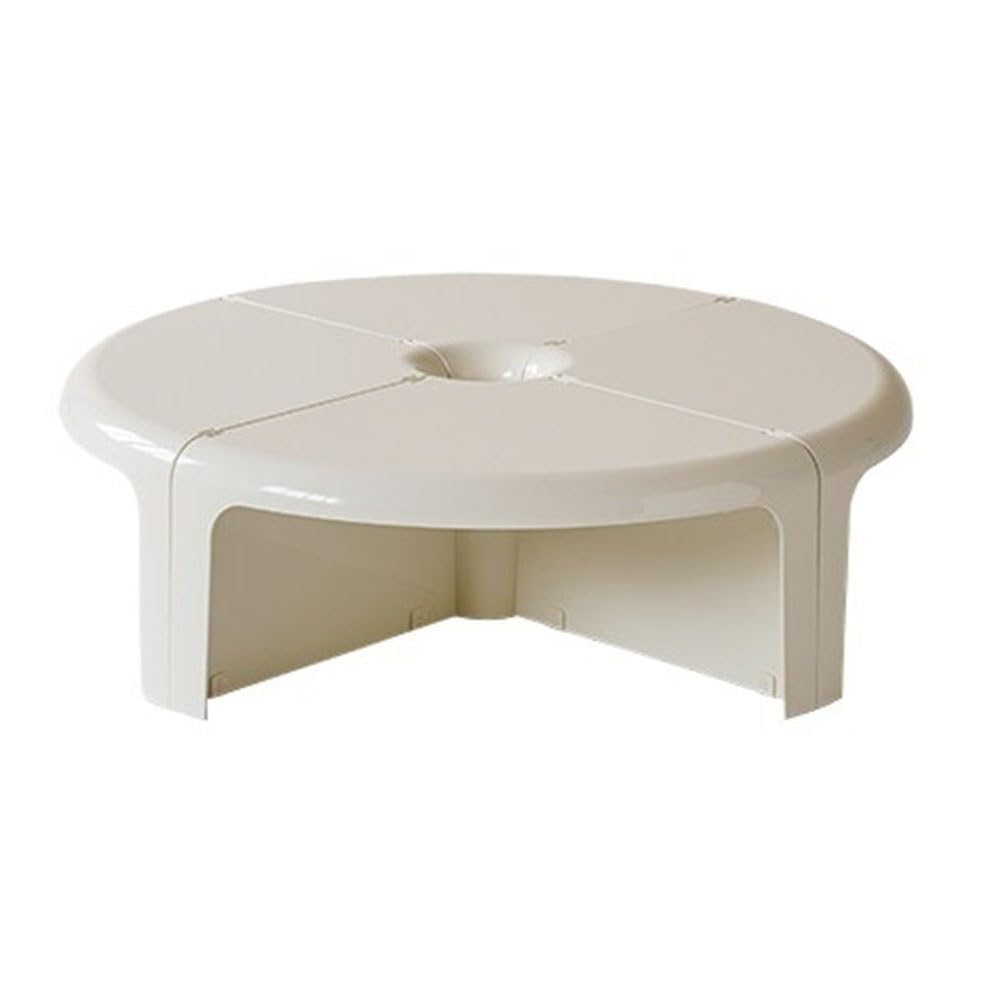 ZTHYSHOZ Side Table Modular Plastic Coffee Table Set Interlocking Round Tables for Self-Assembly(White)
