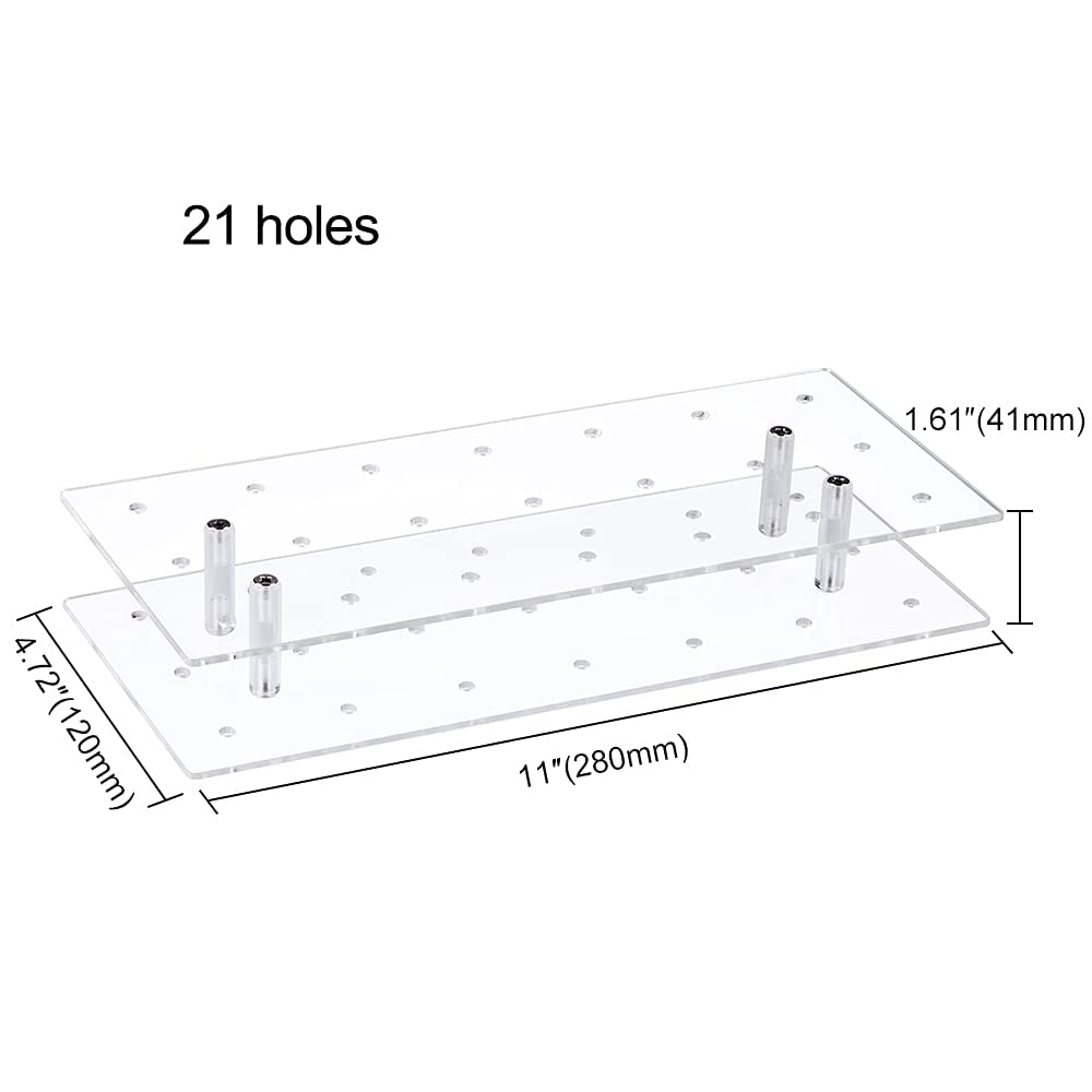 Soportes para tartas, soporte acrílico para piruletas de 21 agujeros, transparentes, bodas, duchas, fiestas de cumpleaños, aniversarios, Halloween, dulces decorativos (acrílico, paquete de 2) 2