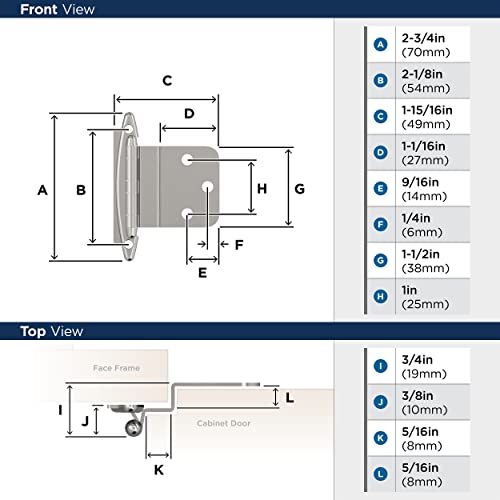 Amerock | Cabinet Hinge | 3/8 Inch (10 Mm) Inset Hinge | Polished Chrome | 2 Pack | Non Self-Closing Hinge | Face Mount Hinge | Cabinet Door Hinge #TOP2