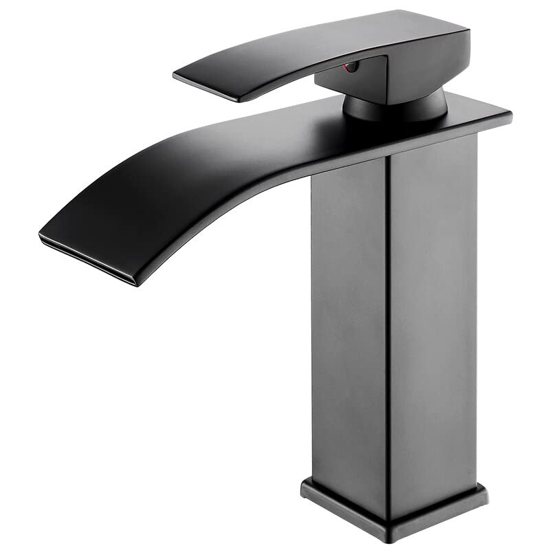 Robinet cascade noir pour lavabo monotrou à poser pour salle de bain