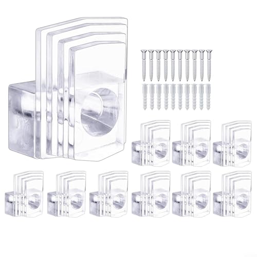Jotekonoby Clips de montaje de espejo de plástico transparente de 1/4 pulgadas para espejos sin marco, vidrio, marcos de fotos, paquete de 10 con tornillos y anclajes, 20 x 16 mm (m6)