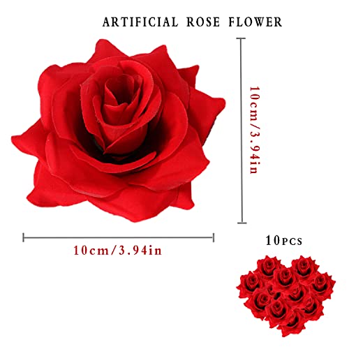 10Pcs 4 Inch Roses Artificial Flowers Heads Floral For Valentines Day Wedding Proposal Engagement Anniversary Diy Hat Clothes Album Decoration #TOP1