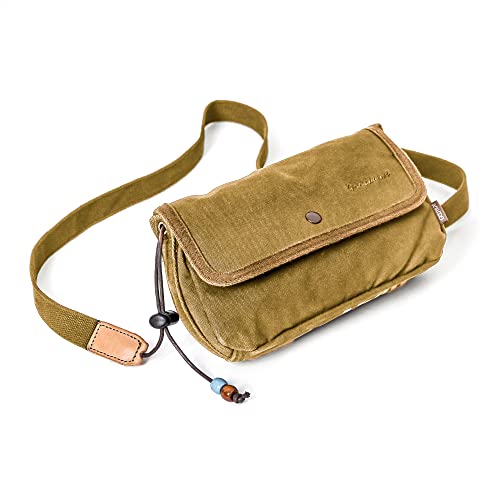 GOOTIUM Canvas Small Crossbody Purse - Flap Shoulder Bag Daily Essentials Pouch, Khaki4