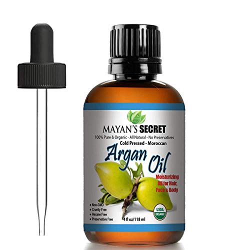 USDA Certified Organic Argan Oil For Hair, Skin, Face, Nails, Beard & Cuticles - Best 100% Pure Moroccan Aging skin , Wrinkles Beauty Secret, Cold Pressed Moisturizer 4oz