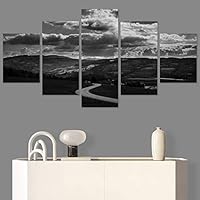 SIGNWIN 5 Panel Canvas Wall Art Monochromatic Mountains for Home Decorations Ready to Hang - 60