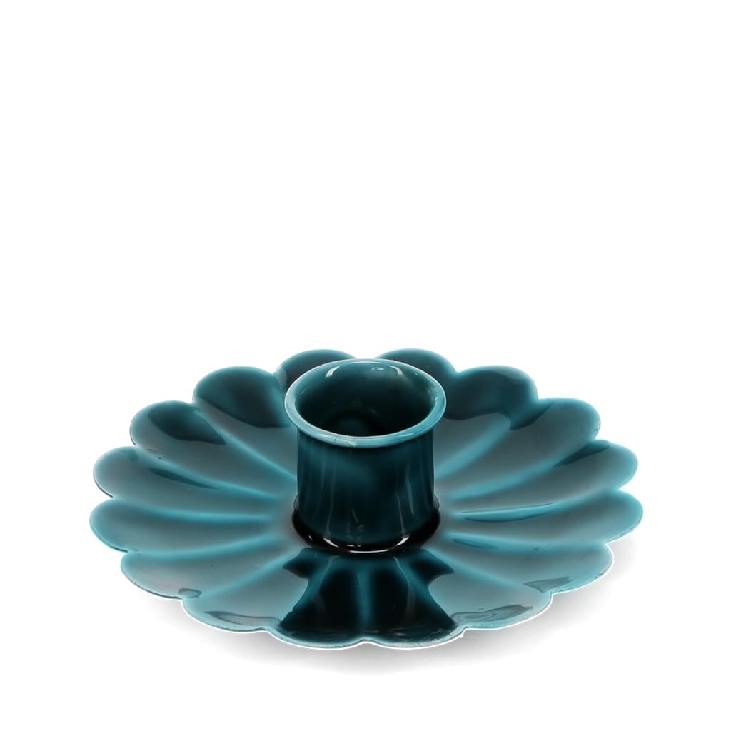 Rex London Bleu Enamel Flower Flat Candle Holder