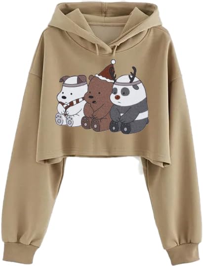 absolute defense Panda Crop Hoodie Sweatshirt Women Girl Cute Casual Stylish Latest White Black Pink Lavender Beige-picture-41